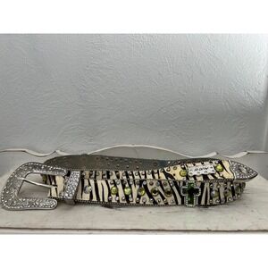 BHW WESTERN COWGIRL ANIMAL PRINT LEATHER BELT | ZEBRA |‎ GREEN
